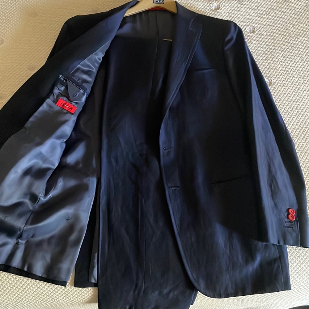 38R KITON ISAIA Napoli Blue Two Piece Suit 31X31 Suit